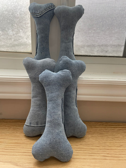 Denim Dog bone toy